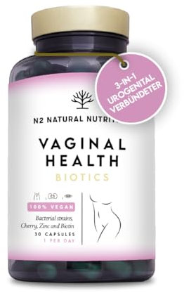 Kulturen Komplex Frauen Intimflora. 6 Bakterienstämme Für die Regulierung der Vaginalbakterien und der Vaginalflora. Laktobakterien in 30 Kapseln. 12 Mrd. KBE je Tagesdosis. CE. N2 Natural Nutrition