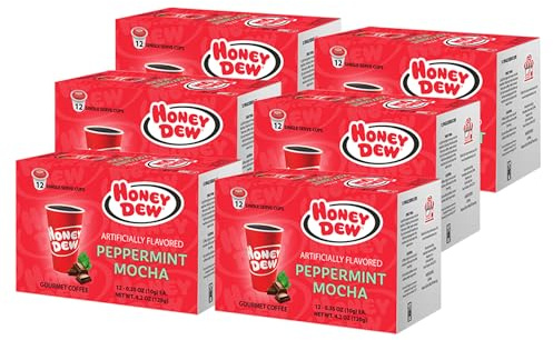 Honey Dew - Peppermint Mocha Coffee, Refreshing Medium Roast Gourmet Coffee Blend Compatible with Keurig® Coffee Maker, 1 Count (72 Single Serve Cups)