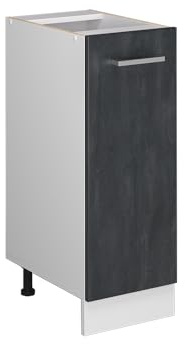 Vicco Apothekerschrank R-Line, Schwarz Beton, 30 cm | 1 Auszug · Ohne Arbeitsplatte · Höhenverstellbare Füße · 2 Einlegeböden · ✓ Frei kombinierbar