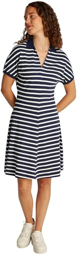 Tommy Hilfiger Vestido Tipo Polo Mujer Lyocell Fit & Flare, Multicolor (Dark Night Navy/Calico STP), XS