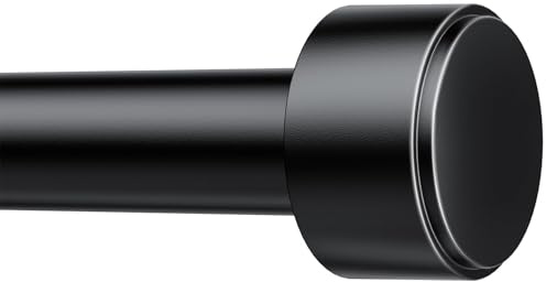 Curtain Rods for Windows 32-96 Inch, 1 Inch Adjustable Black Curtain Rod Set with Brackets, Easy Install