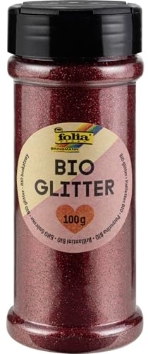 folia 578120 - Bio Glitter, 100 g, organischer Glitzer in Rot, zum Verzieren und Dekorieren