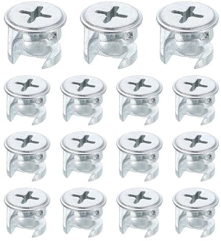 sourcing map Furniture Cam Lock Fasteners 12 x 10mm, 15Pcs Cam Lock Nut Connectors Fittings, Joint Connector Locking Nuts for Cabinet, Drawer, Wardrobe, Panel Connecting, White
