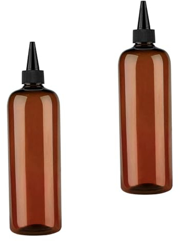 Licsaliwe applikator för hårolja, 2 st 500 ml/16 oz plastklämflaskor, påfyllningsbara oljeverktyg, synlig färgflaska med vridlock