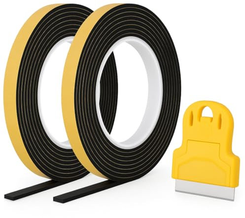 Pack 2 Cintas Sellado Cocina 5m Cada Una Total 10m Junta Vitrocerámica Caucho EPDM 10mmx2mm Alta Temperatura Adhesiva Precisión Encimera Incluye Raspador Extra Instala Fácil Antifugas