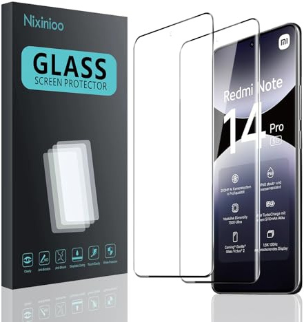 Nixinioo [2 Stück] Schutzfolie Für Xiaomi Redmi Note 14 Pro 5G, 9H Härte Schutzglas folie [Fingerabdruck-ID unterstützen] [Kratzfest] HD Clear Displayschutzfolie