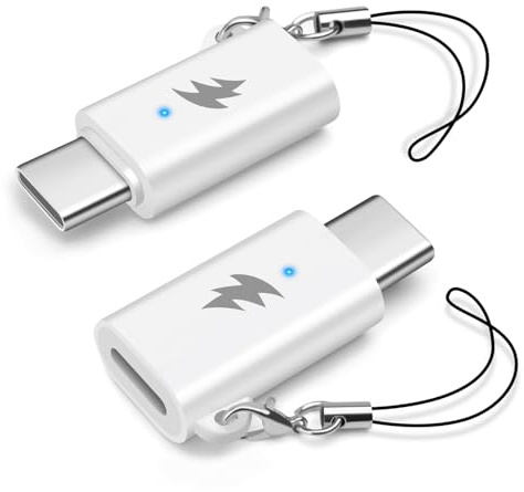 HAUXGOGO Adaptador Lightning a USB-C (Lote de 2), USB C Macho a Lightning Hembra, PD60W Carga y Transferencia de Datos Compatible con OTG - Blanco