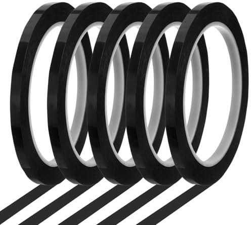 QUARKZMAN 5 Rollen 6mmx66m Whiteboard Klebeband Bunt, Whiteboard, Schwarz | Zubehör, Selbstklebend, Grafikband Dekoratives Classroom Office Dry Erase Board Handwerk Markierung