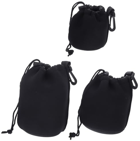 OKUMEYR 3 pezzi Custodie Obiettivo Fotocamera Neoprene con Chiusura Coulisse Protettori Morbidi per Obiettivi Mirrorless e Reflex Borse Outdoor per Viaggio e Conservazione Lenti