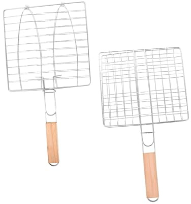 jojofuny 2 pièces Panier de Gril Poisson Barbecue Inoxydable et Résistant et Portable pour Camping Extérieur Pique- et Barbecue Poignée Isolante Anti-Chaleur