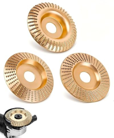 KERYBW Disco de madera para tallar, disco abrasivo de madera de 100 mm para amoladora angular – Juego de 3 accesorios para amoladora angular con orificio de 16 mm – Disco de rallador – Disco de
