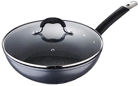 MasterPro Home Edition Black Sartén Wok, Aluminio Forjado, Gris, 28 cm
