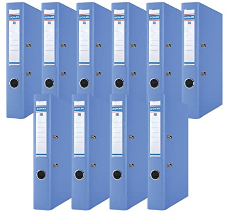 Donau Premium mapp smal 10-pack/DIN A4/5 cm/10 stycken/blå/plastöverdrag PP/kartong papper slitsmapp kontorsmapp mapp ringmappar/grön punkt