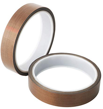 GTIWUNG 2 stycken teflonband, högtemperaturband, PTFE glastygband/glasklimband, High Temp-tejp, värmebeständig upp till 260 °C, självhäftande, 19 mm x 10 m