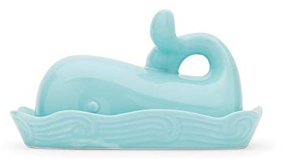 Fox Run 48743 Whale Butter Dish, Ceramic, Aqua Blue