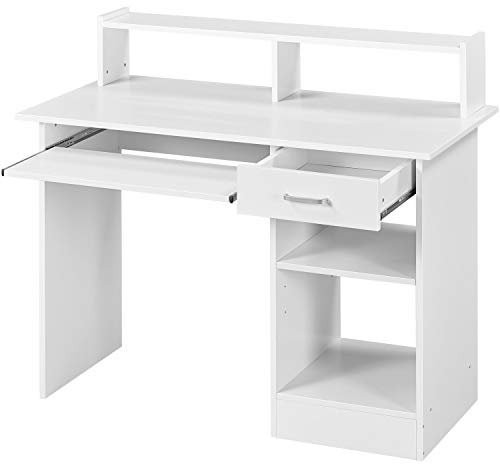 Yaheetech Schreibtisch Computertisch mit Ablage, Bürotisch PC-Tisch Tisch für Home Office Kinderzimmer 106 x 94 x 50 cm, Weiß
