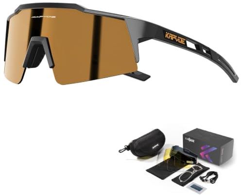 KAPVOE Polarizzati Occhiali Da Ciclismo Con 4 Lenti Intercambiabili TR90 Sport Occhiali Da Sole Donne Uomini Corsa Mtb Bicicletta Accessori 11 Marrone Nero