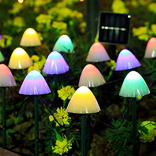 Joycome Ornamenti solari da giardino a forma di fungo, 5 m, 20 luci solari a forma di fungo, impermeabili, ornamenti per vialetti, paesaggi, recinzioni, prato, cortile, decorazioni di Halloween