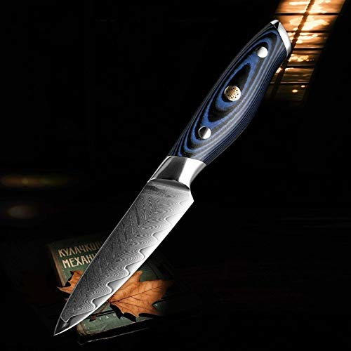 Damasco Cuchillo Chef Profesional Japón Sankotu Cleaver de deshuesar Gyuto cuchillo de cocina que cocina la herramienta exquisita del ciruelo del remache de la manija (Color : Paring Knife)
