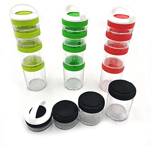 QOTSTEOS Snack Jars, 4pcs/set Twist Lock Stackable Storage Jars, Snack Storage Container, Portable Formula Dispenser for Storing Milk, Protein Powder, Snacks, Travel Items(Random Color)