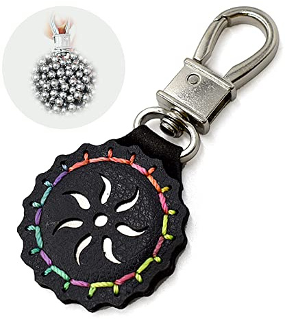 Runzkzy Hunting Slingshot Keychain, Strong Magnetic Holder for Slingshot Ammo, Leather & Alloy Steel, Unisex, Silver