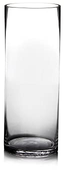LOLAhome Jarrón Cilíndrico de Cristal Transparente Decorativo para Flores, Diseño Redondo, Ø 15x40 cm, Resistente y Elegante, para Decoración de Interiores, arreglos Florales, Centros de Mesa.