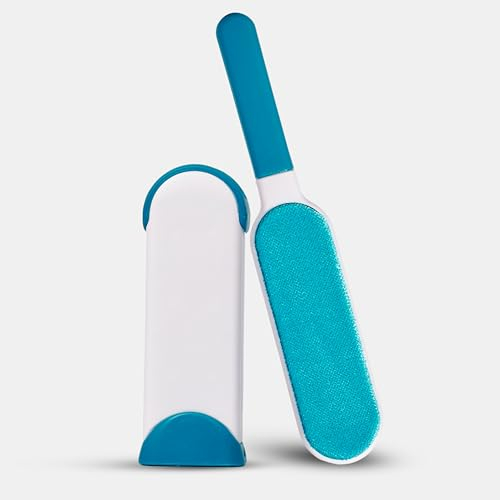 EasyGleam Fusselentferner mit Selbstreinigungsmechanismus - Wiederverwendbarer Tierhaarentferner Bürste - Fusselbürste für Sofa, Kleidung und Auto - Lint Remover - 31x7,5x5 cm, Blau