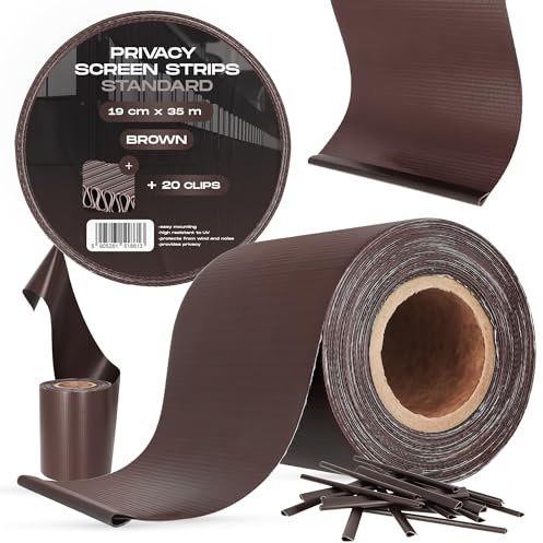 Valla Tiras Protectora Privacidad Pantalla Proteción 4,75 cm x 35 m Opaca Anti-UV Resistente Viento Sol Balcones Jardines Tiras de Sujeción 20 Clips Fijación
