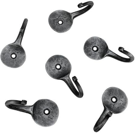 Living Ideas Hand Forged Metal Wall Hook Set of 6 Pcs Wrought Iron Handmade Rustic Hook for Plant & Mug Blacksmith Farmhouse Decor Coat Hook Rack Antique Finish Heavy Duty Kitchen Utensils Hooks