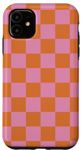 Etui kariert rosa orange cool Schachbrett ästhetisches Geschenk Hülle für iPhone 11