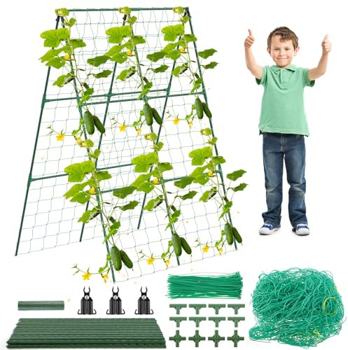 Cucumber Trellis A Shape Vegetable Support Trellis 120x80cm Detachable Gardening Flowers Trellis Garden Plant Climbing Frame Tomato Cage for Vegetable Tomato Pea Squash Zucchini