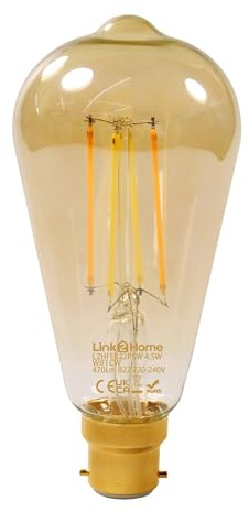 Link2Home Ampoule LED B22 Wifi Filament ST64 Lampe Smart Light - Dimmable Large Spectre Lumière Blanche Compatible avec Alexa et Google Voice Control