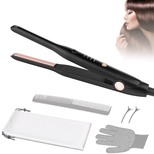 Tabrella Hair Straightener, Pencil Straighteners for Short Hair, Mini Hair Straighteners for Woman and Man, Ceramic Panel with 4-Step Temperature Setting and Anti-scalding