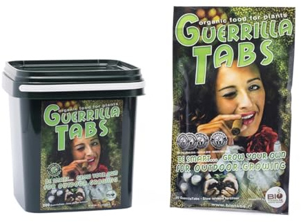 BioTabs Guerilla Tabs 20 Stück – 100% organische Düngertabletten, Langzeitdünger 15-7-8 NPK– Bodenkonditionierer für Topf- und Erdpflanzen