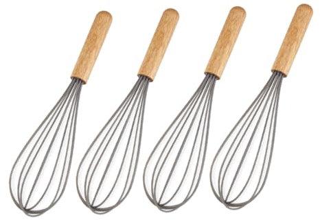 TOPBATHY 4stücke Teiliges Holzgriff-eierquirl- Ergonomischer Handmixer Spiralförmiger Schneebesen Für Saucen Teig Und Eier Rutschfestes Küchenwerkzeug Für Präzises Rühren Und Müheloses Mixe