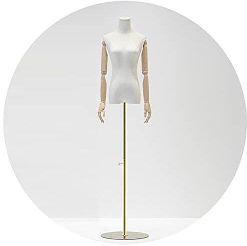 JDSHFEN Weiblicher Schaufensterpuppen-Torso-Körper Dummy-Modell Ausstellungsbüste mit Armen 135–190 cm höhenverstellbar Kleidung dekorativer Ständer,Gold-S