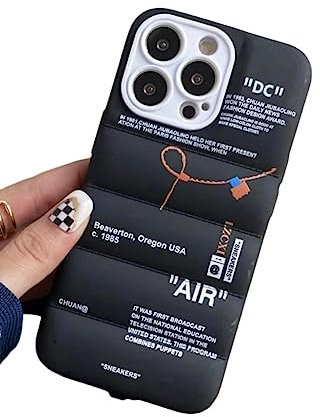 IAIYOXI Puffer-Schutzhülle mit Sportschuhen, Marken-Design für iPhone 16, Sneaker, Ins-Etikett, weiche Hülle, schwarz, geschwollene Hülle für iPhone 16, 15, 14, 13, 12, 11 Pro Max Plus, X, XS, XR, 7,