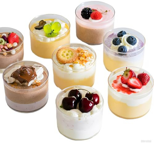 BSLVV Dessert Glasses, 8Pcs Clear Glass Pudding Cups Mini Juice Drink Cup Candle Holders Drinking Cups High Temperature Resistant for Dessert Ice Cream Beverage