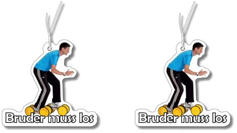 2x Duftbaum mit 'Bruder muss los' Motiv, Auto lustig Duftspender, Duftbaum Auto tuning, Lufterfrischer, Duftanhänger Auto, Scherzartikel