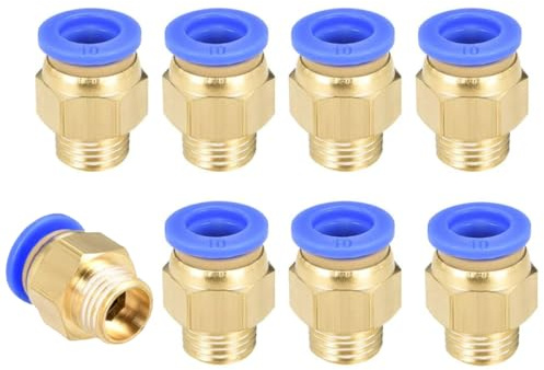 TA-VIGOR 10 mm pneumatiskt tryck för att ansluta beslag, G1/4 hangänga snabbanslutning rak koppling, luftledning, tryckpassade anslutningar för pneumatiska system och luftkompressorer, 8 st