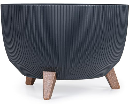 KONZEPT Blumentopf mit Füßen – großer Blumenkübel aus Kunststoff, runde Pflanzschale 40 cm – modern & wetterfest, für Innen und Außen