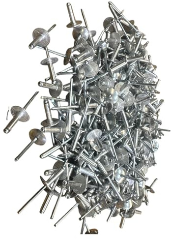 Remaches de velcro de 4,8 x 16 mm, cabeza ancha de 15 mm, 50 unidades, aluminio con clavo galvanizado, para chapa, plástico, madera, carrocería, compatibles con remachadoras manuales