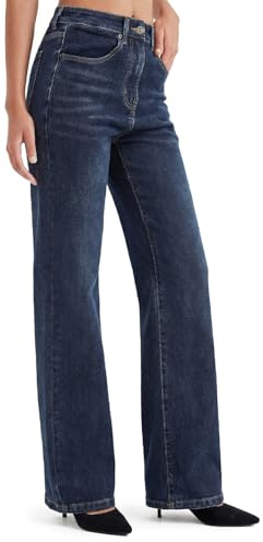 Zylioo Womens Straight Leg Jeans Extra Long High Waist Denim Trousers for Ladies Tall Classic Blue Jeans Causal