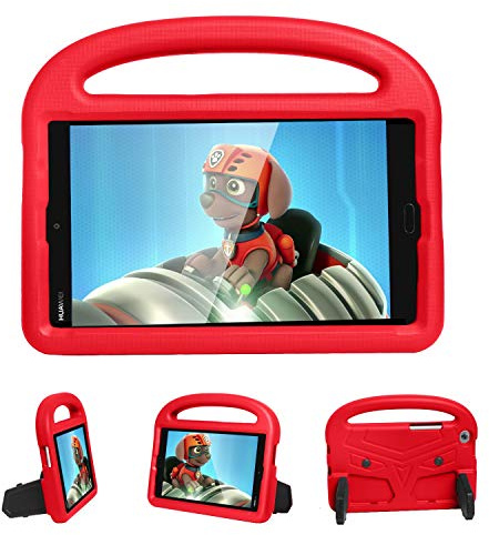 Resa med surfplatta Tablet Väska till Huawei M3 / M5 Lite 8,4 tums kiselfall For barn, For chocktäta lättviktigt droppskyddat stativ tablettväska, med handtag och kickstand(Rosso)