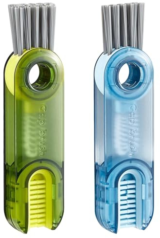 HONRIGO 3-in-1 Bottle & Cup Lid Crevice Cleaning Brush Set – 2 Pcs Multifunctional Lid, Gap & Corner Brushes for Deep Cleaning Water Bottles, Thermoses, Mugs, Baby Bottles & Travel Cups