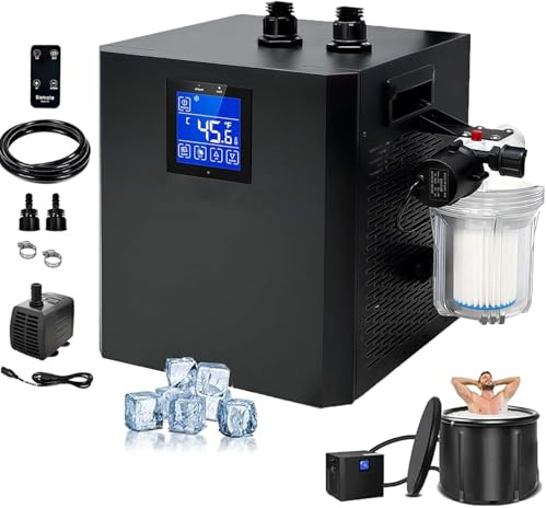 NzEupno Enfriador De Agua FríA De 1/2 HP para BañEras De Hielo con 2 Bombas, Filtro, Control Remoto Y Sistemas De Enfriamiento para RecuperacióN Y Terapia Muscular En Casa