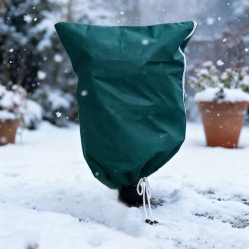 2 fundas para plantas, protección contra la congelación, impermeables, resistentes al viento, cubiertas de protección para plantas de invierno, mantas contra heladas con cremallera y cordón ajustable