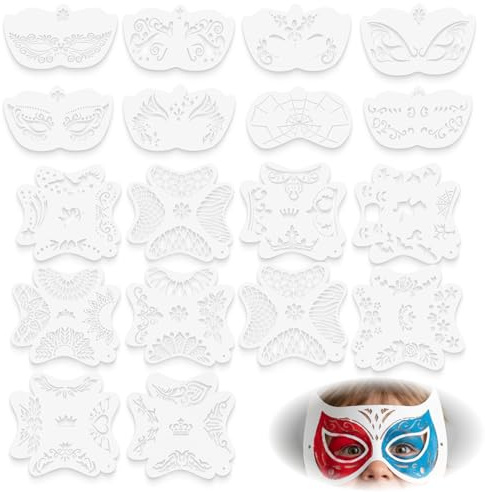 18PCS Gesichtsmalerei Schablone für Kinder, Wiederverwendbare Schablonen zum Malen für Gesicht, Körper, Wandschablonen für DIY-Projekte, 20x12cm und 13x13cm, Ideal für Feste, Weihnachten und mehr