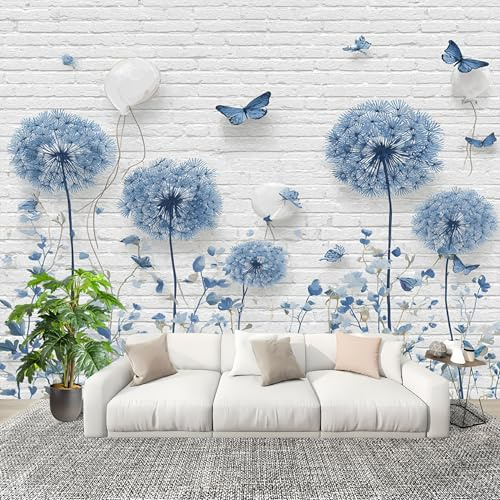 De EnsueñO Mariposa Diente de LeóN Fotomurales Papel Pintado 250x175 cm Blanco Pintado Panorámico Tejido No Tejido Impermeable Decoración de Habitaciones y Salones Papel Moderna Efectos 3D
