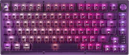 Corsair K65 Plus Wireless 75% RGB Hot-Swappable Mechanical Gaming Keyboard – QWERTY US Layout, Pre-Lubricated MLX Red v2 Linear Switches, Dual-Layer Sound Dampening – Atomic Purple